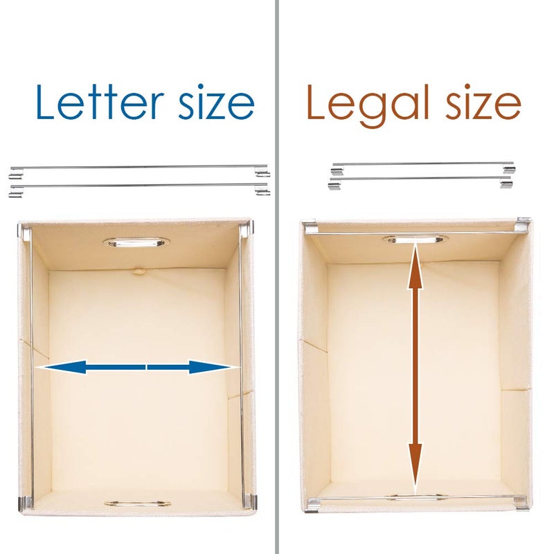PRANDOM File Organizer Box - Set of 1 Collapsible Decorative Linen Filing Storage Hanging File Folders with Lids Office Cabinet Letter/Legal Size Light Grey (17x14x11.2 inch) - Image 5